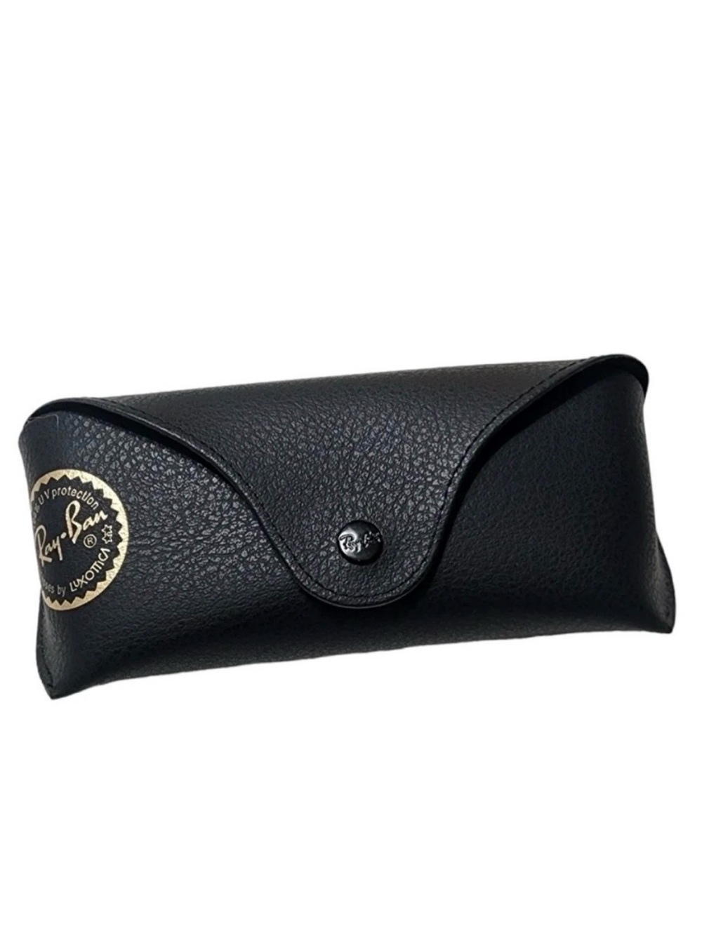 Ray Ban Black Pebble Leather Sunglass Glasses Case Snap Button Closure